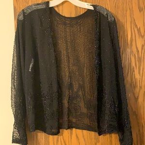 Beaded sheer jacket.